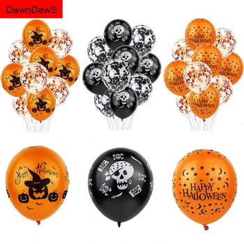 

Scary Halloween Pumpkin Ghost Spider Confetti Balloon Latex Happy Halloween Decoration Kids Air Baloons Birthday Party Supplies
