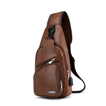 Диагональные сумки через плечо, мужские сумки через плечо, зарядка через usb, нагрудная сумка из искусственной кожи, повседневные Мягкие сумки на молнии, дорожная Мужская поясная сумка