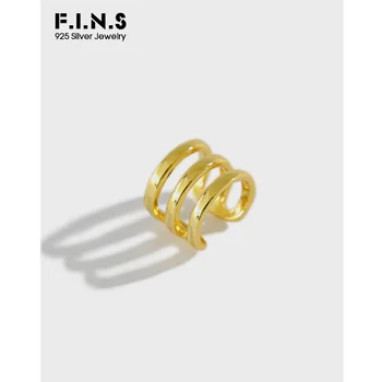 

F.I.N.S Korean S925 Sterling Silver Ear Cuff Simple Three-Layer Line Ear Clip without Piercing Stackable Buckle Fine Jewelry