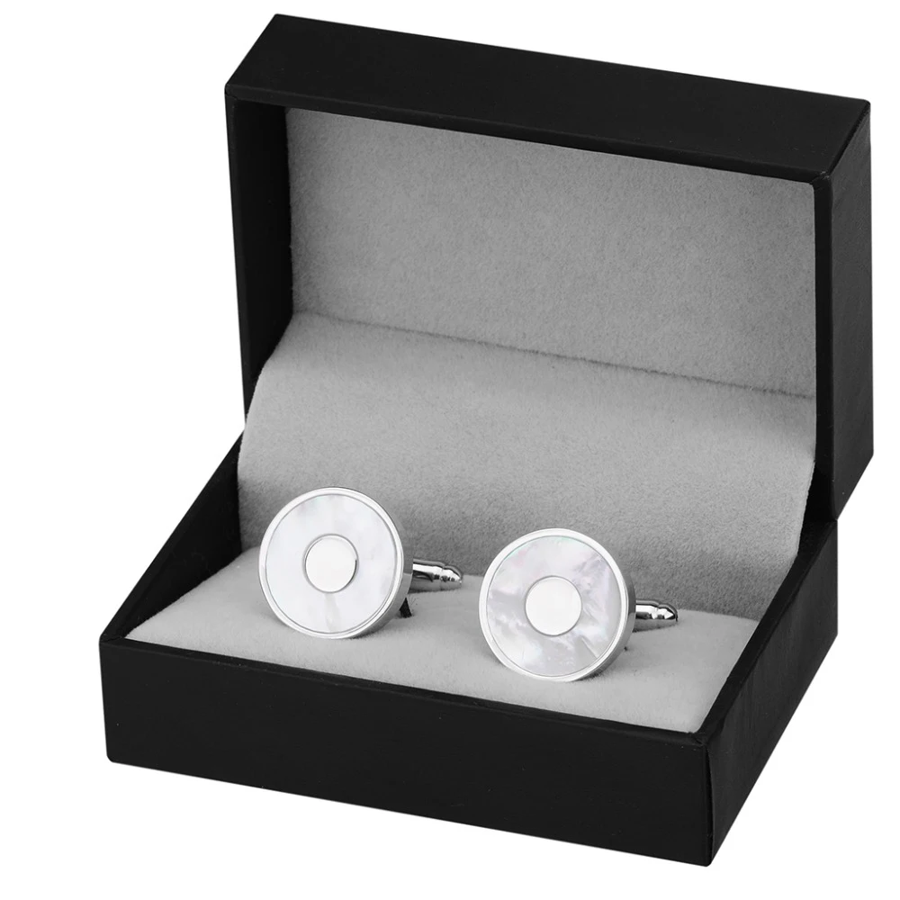 LAIDOJIN Luxury Round Sea Shell Cufflinks lawyer Gift French Men's Shirt Cuff link Husband Gift Silver-plated Wedding cufflings