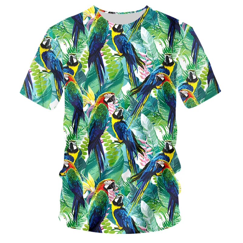 

New 2021 Cool Fashion T Shirt For Men/women Leaf Parrot Print 3d T Shirt Summer Short Sleeve T Shirts Male T Shirts Oversized