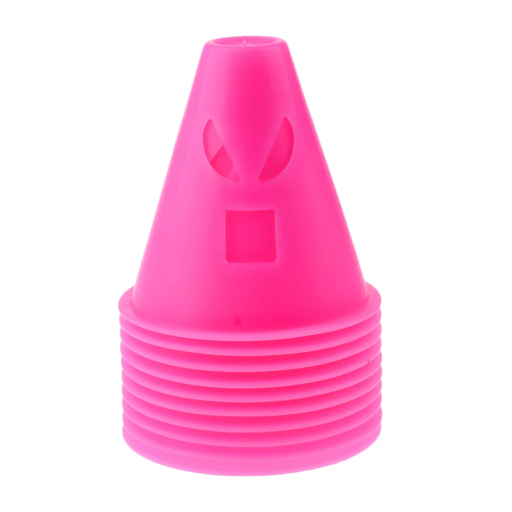 10 Pieces Windproof Bright Color Marker Cones Slalom Roller Inline Skating Sport Cone