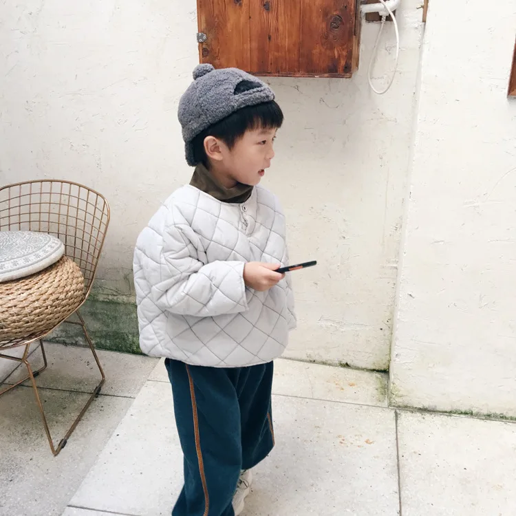 Tckids детская одежда, Настраиваемые 18 осенне-зимние мужские и женские тонкие Топы контрастного цвета с ромбовидной решеткой, тонкая кроватка