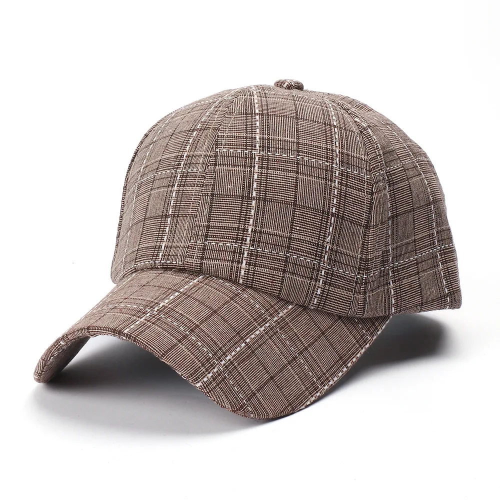 Spring and Summer New Hat Recreational Men's Chequered Baseball Cap European and American Fashion British Trendy Duck Tongue Cap