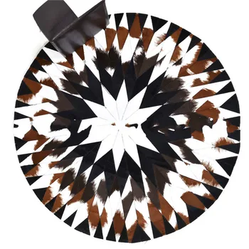 

Faux Cowhide Rug Floor Splicing Handmade Simulation Animal Skin Mats Round Leather Area Rug Carpert Pelt Kitchen Rug Outdoor Rug