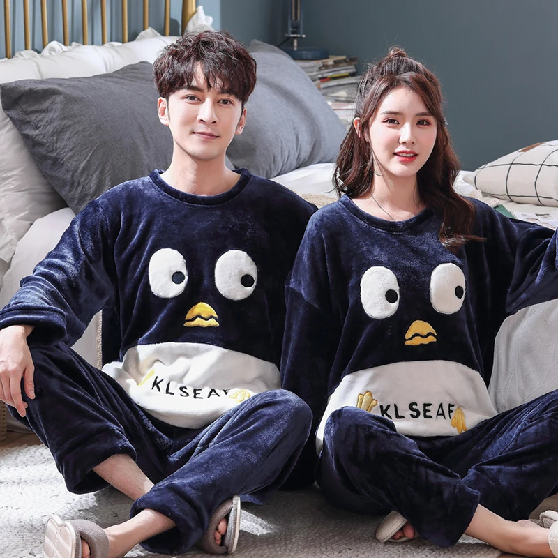 Women Pajamas Winter Flannel Homewear Long Sleeve Men's Pyjamas Suit Totoro Sleepwear Home Clothes For Couple Animal Pijama Pjs
