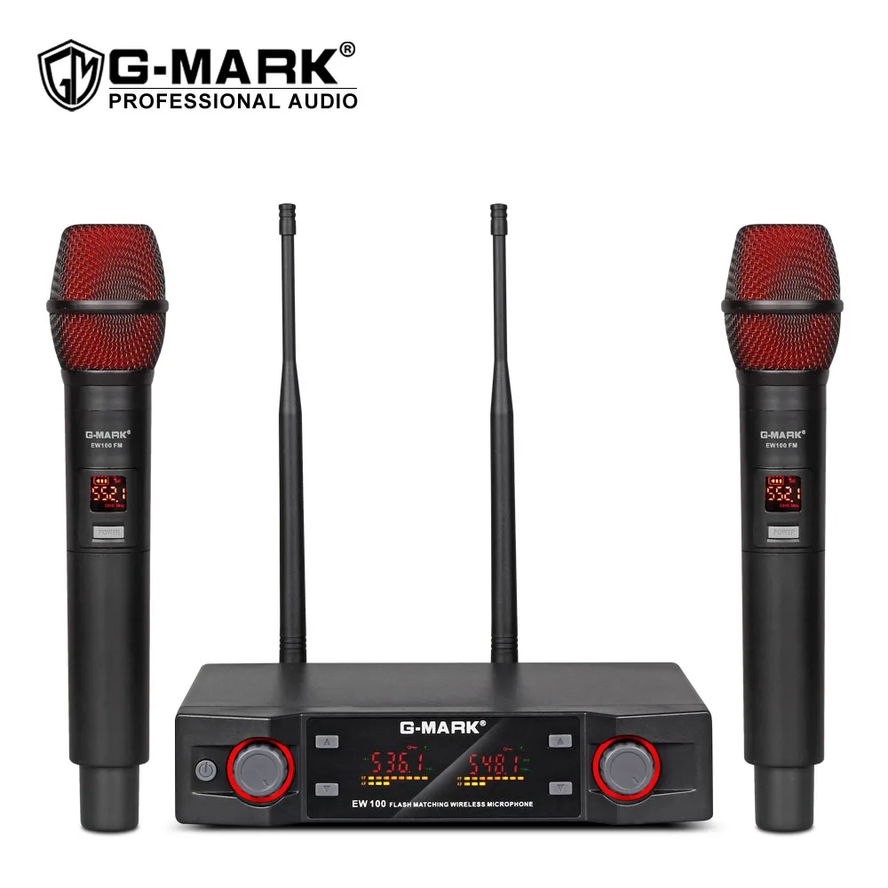 Microfone sem Fio 80m para Festa de Palco G-mark Profissional Handheld Karaoke Mic Freqüência Ajustável Igreja Mostrar Reunião Ew100 - Image 2