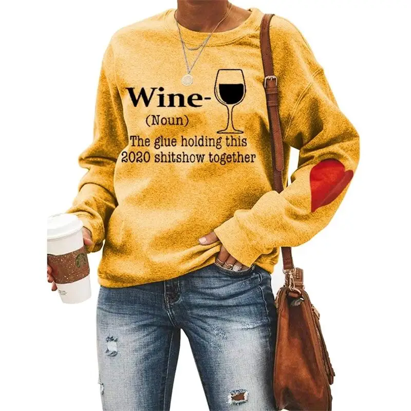 Women Letter Printed Sweatshirts Crew Neck Long Sleeve Pullovers Autumn Winter Casual Loose Outwear Sweatshirt Women