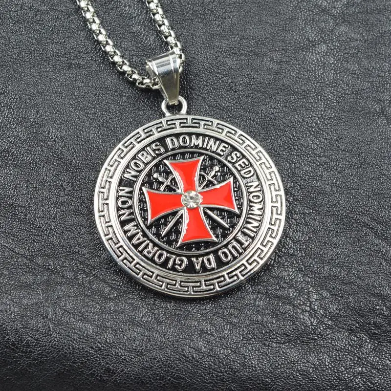 Silver Without Новая нержавеющая сталь темплар круг черная эмаль крест ожерелье s золотой цвет цепь рифленая байкерское ожерелье в стиле панк с подвеской мужские ювелирные изделия - Окраска металла: Silver Without