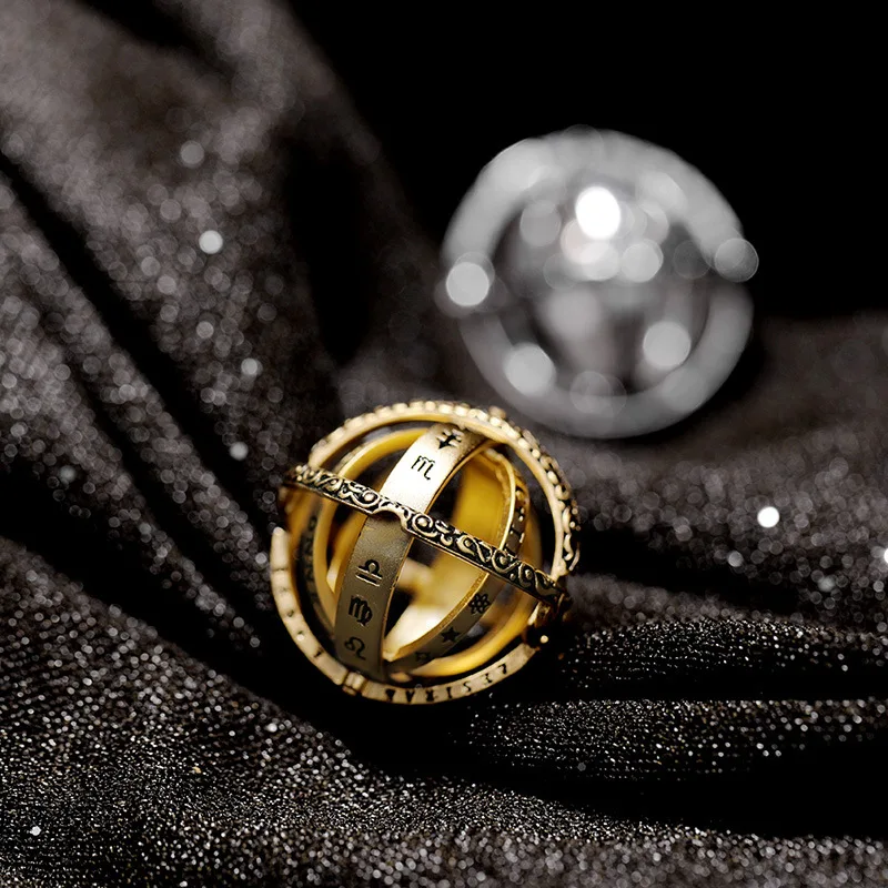 Золото/серебро, астрономический шар, кольцо для мужчин и женщин, металлический креативный комплекс, вращающиеся космические кольца, мужские Модные ювелирные изделия, подарки