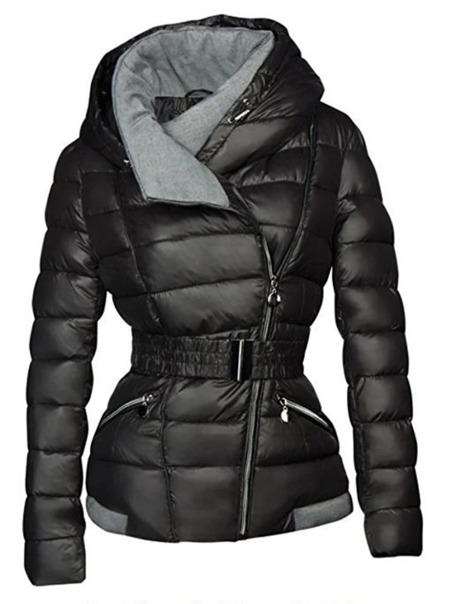 Новинка, женские парки, Женское зимнее пальто, утепленная хлопковая зимняя куртка, женская черная верхняя одежда из искусственного меха, парки для женщин, зимняя - Цвет: Черный