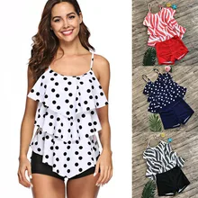 Женский купальный костюм из двух частей с шортами, купальник с оборками, женский купальный костюм большого размера, летняя пляжная одежда