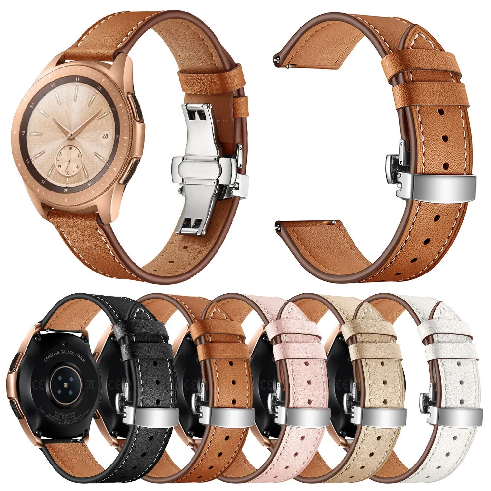 

20mm 22mm High Quality Leather Watchband Strap for Samsung Galaxy Watch 46mm/42mm/Active/Gear S3 Wrist Band Bracelet Belt