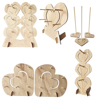 

Wooden Donut Stands Heart-shaped Holder for Wedding Birthday Party Donuts Display Corner Decoration HFing