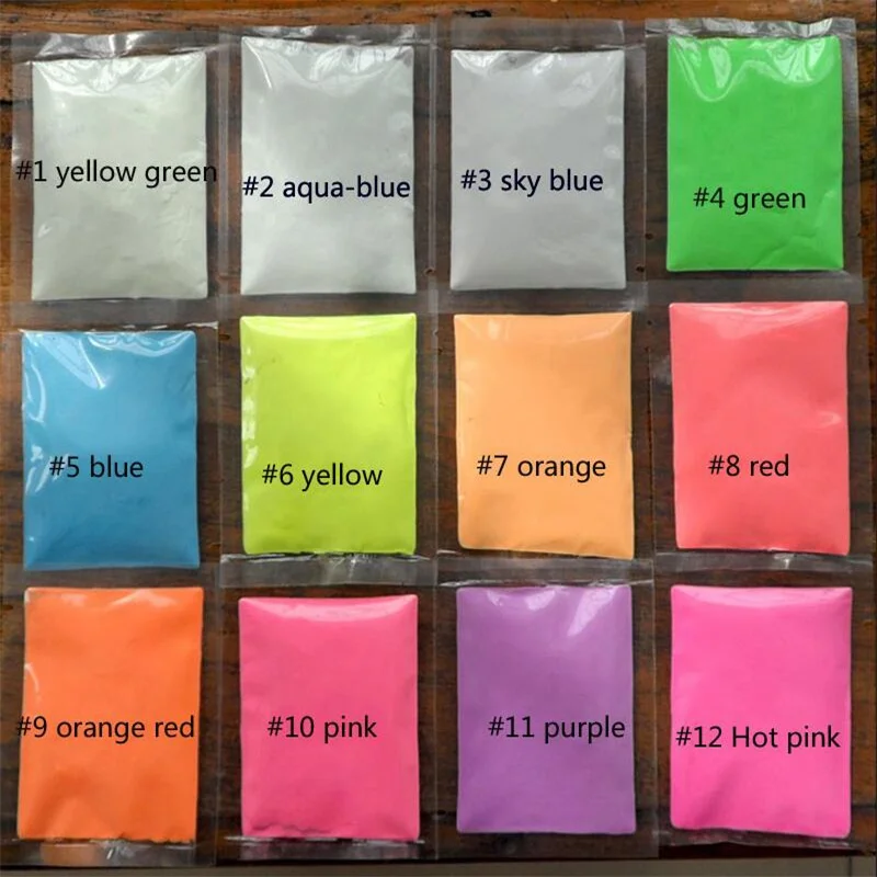 12Color-10g Nail Luminous Phosphor Powder Fluorescent Pigment For Nails/Makeup... Neon Bright Dust Glow In The Dark Powders @GY1
