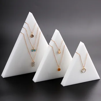 

Solid Acrylic Pendant Necklace Jewelry Display Stand Rack Photography Props Triangle Hanging Storage Box MJ709