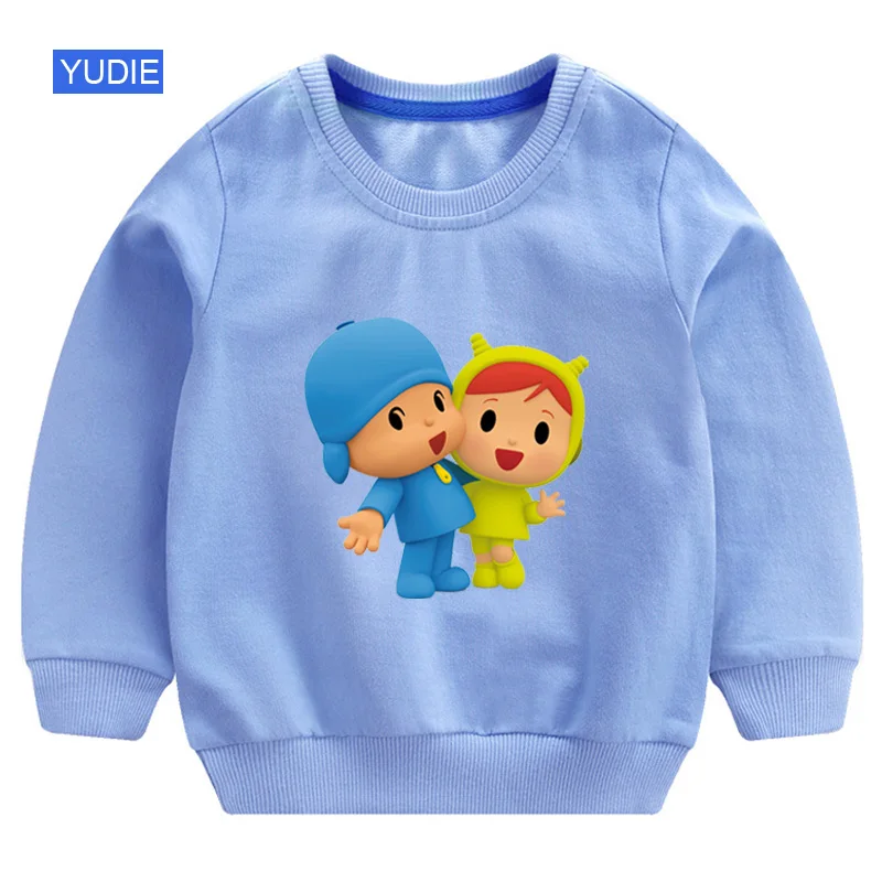 Свитер для малышей Модная Милая футболка с принтом Pocoyo пуловер для малышей Детские толстовки Одежда для мальчиков и девочек Новинка года; сезон весна