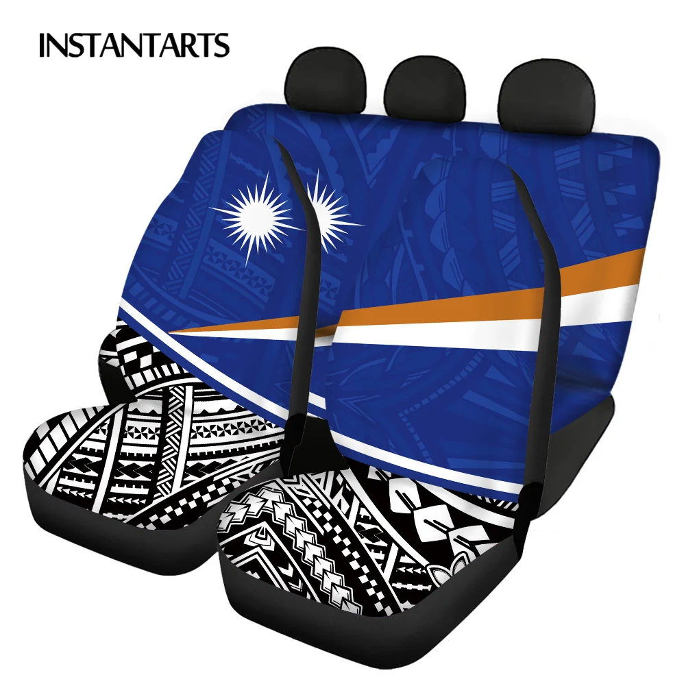 

INSTANTARTS Популярные флаг Маршалловых Островов узор моющиеся автомобильные аксессуары автомобильные сиденья автомобиля с нескользящей подошвой для пар Передняя и задняя крышка чехол для сидения автомобиля