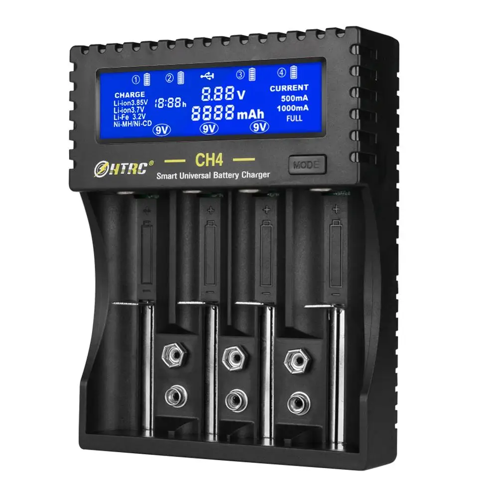 HTRC 4 Slots Battery Charger Li-ion Li-fe Ni-CD Ni-MH Charger for AA/AAA/18650/26650/6F22/16340/9V Battery 18650 Smart