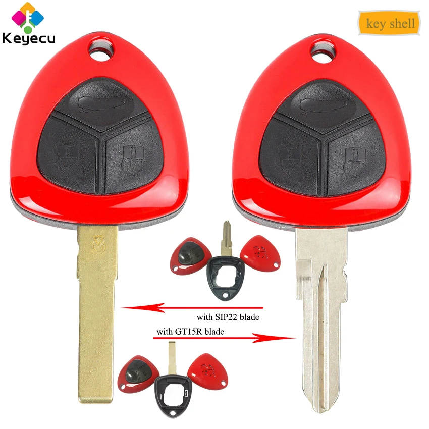 

KEYECU Remote Car Key Shell Case With 3 Buttons SIP22/ GT15R Blade - FOB for Ferrari 458 Italia FF California 599 GTB 2007-2014