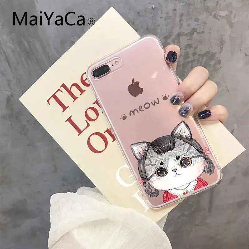 MaiYaCa милый кот котенок мягкая резина, термопластичный полиуретан чехол для телефона iPhone 5 5Sx 6 7 7plus 8 8Plus X XS MAX XR Fundas Capa