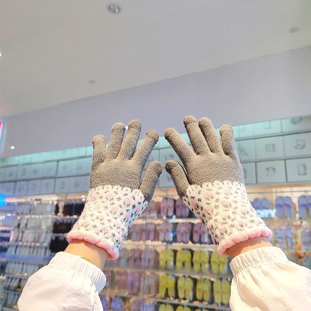Green Winter Cute Thicken Stretch Touch Screen Gloves Imitation Cashmere Warm Mitten Full Finger Knitted Outdoor Ski Glove