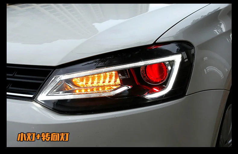 Автомобильный стиль светодиодный фары для VW Polo 2011- для VW Polo фара Объектив двойной луч H7 Ксеноновые Биксеноновые линзы - Цвет: Красный