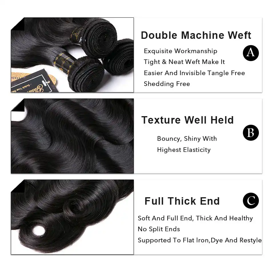 Brazilian Hair Body Wave 3 Bundles With Closure Human Hair Bundles