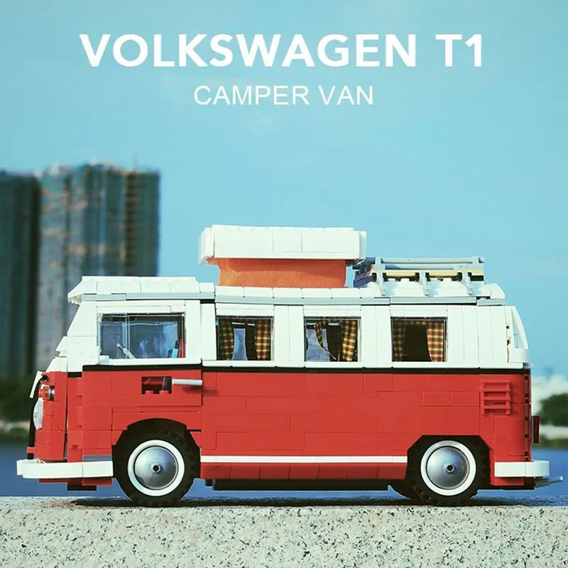 

21001 Volkswagen T1 Camper Van Building Block Sy1174 Creator Expert Technology 10220 Bela10569 LED Light Toy for Children Gifts