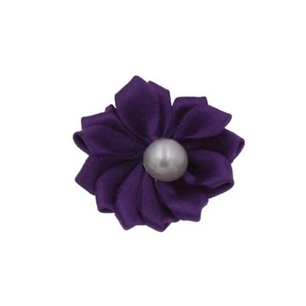 purple 3,8 см детские мини самодельные цветы аксессуары атласная лента жемчуг без повязки на голову без зажимов Рождественские Свадебные аксессуары для волос 20 шт./партия - Цвет: purple