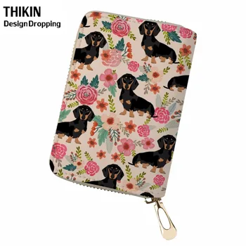

THIKIN Doxie Dog Dachshund Printed Women Travel Wallet Credit Card Holder Driver License Passport Cover Wallet Document Case