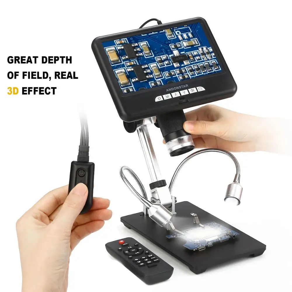 US $122.50 Andonstar 7 inch Digital Microscope AD207 Long Object Distance for PCBSMD Phone Repair Soldering Tool with Image Rotate