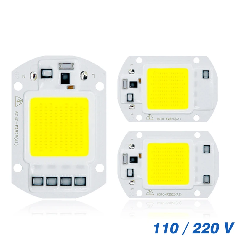 COB светодиодный чип 50 Вт 110 В 220 30 20 10 Smart IC подходит для DIY наружного прожектора нет