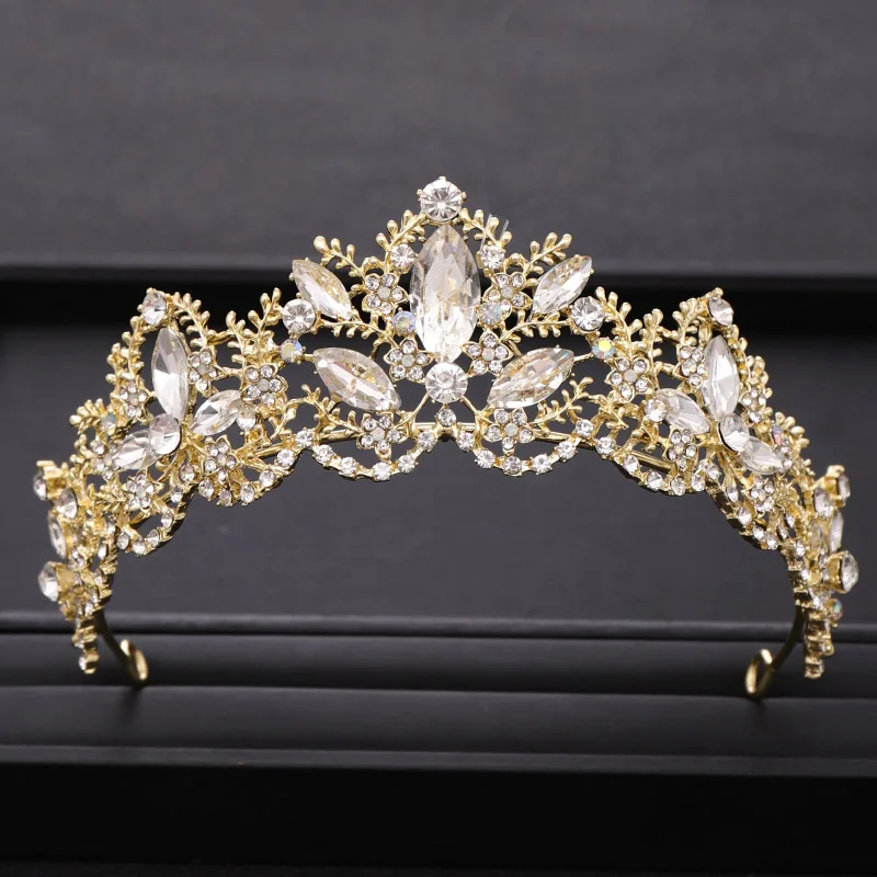 Strass Cristal Wedding Crown, Ouro e Cor