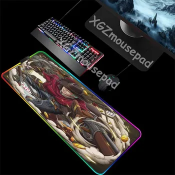 

XGZ Western Cowboy Zoro Custom Large RGB Mouse Pad Black Lock Edge Anime One Piece Home Computer Table Mat Rubber Non-slip Xxl