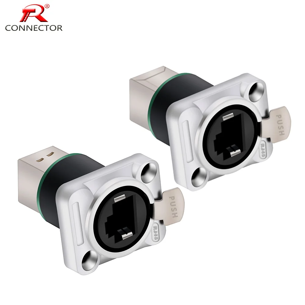 Conector de Rede Shield Peças Conector de Ethernet Rj45 8p8c para Painel Fêmea Ângulo Reto e Normal para Opções