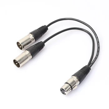 

Durable Flexible Silver Plated 3 Pin XLR Female To Dual Male Audio Adapter Cable Cord For Microphone Amplifier Black