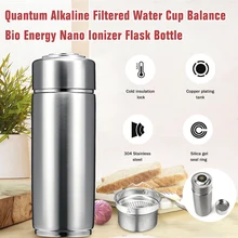 Aço inoxidável Alcalina Filtrada 400ml Copo de Água de Equilíbrio Bio Quantum Energia Nanos Garrafa Eletrolítico Ionizador Flask Cup Energia