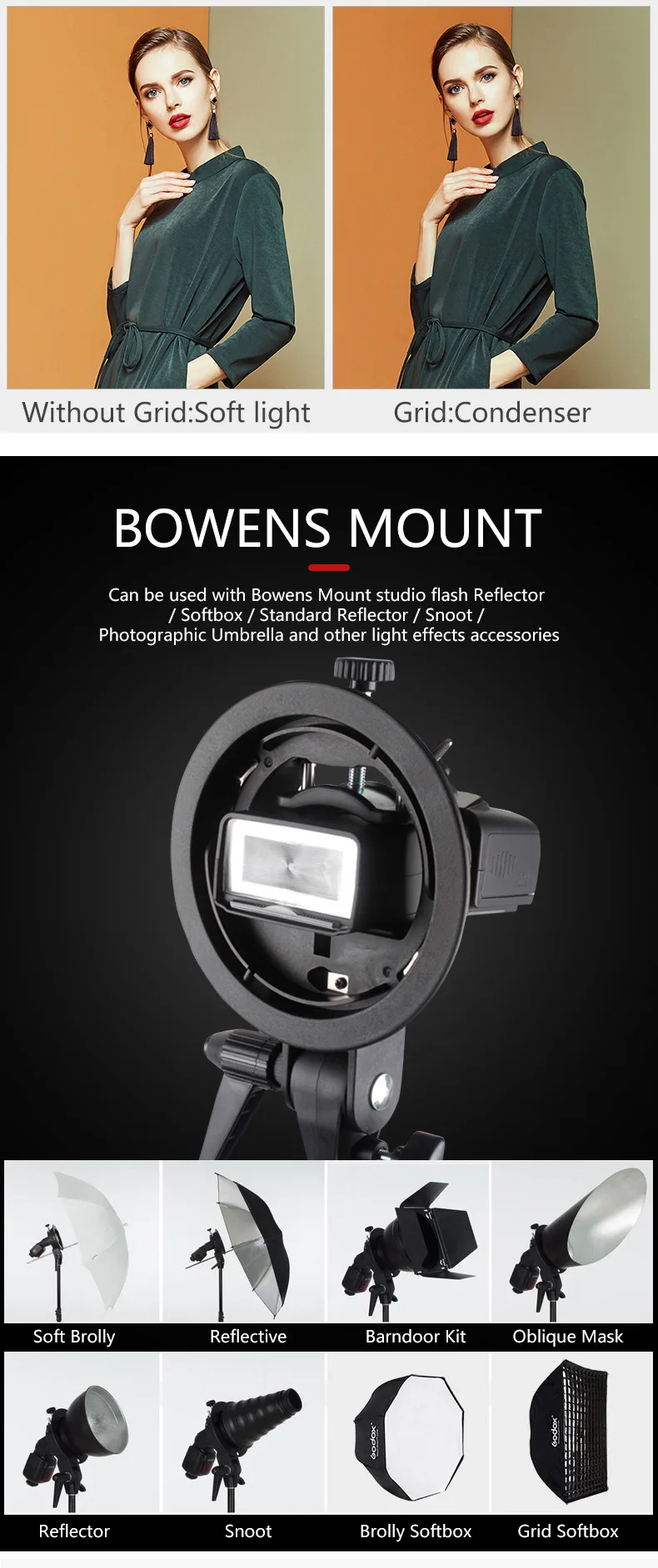 Godox 80*80cmFlash Honeycomb софтбокс с решеткой+ S Тип Кронштейн Bowens крепление Speedlite адаптер 2" /31" софтбокс комплект
