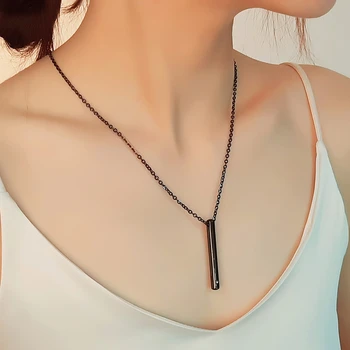 

Slender Crystal Cylinder Cremation Urn Necklace Women Men Stainless Steel Minimalist Memorial Remembrance Gift Secret Stash Vial