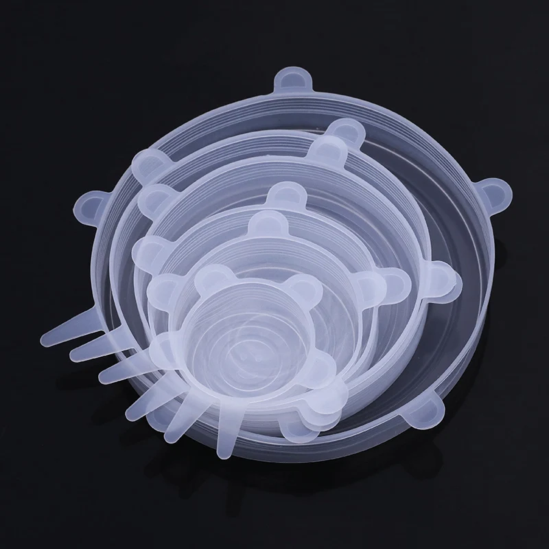 

6pcs Food Grade Silicone Fresh Cover Stretchable Bowl Cover Multi-function Sealed Household Silicone Wrap