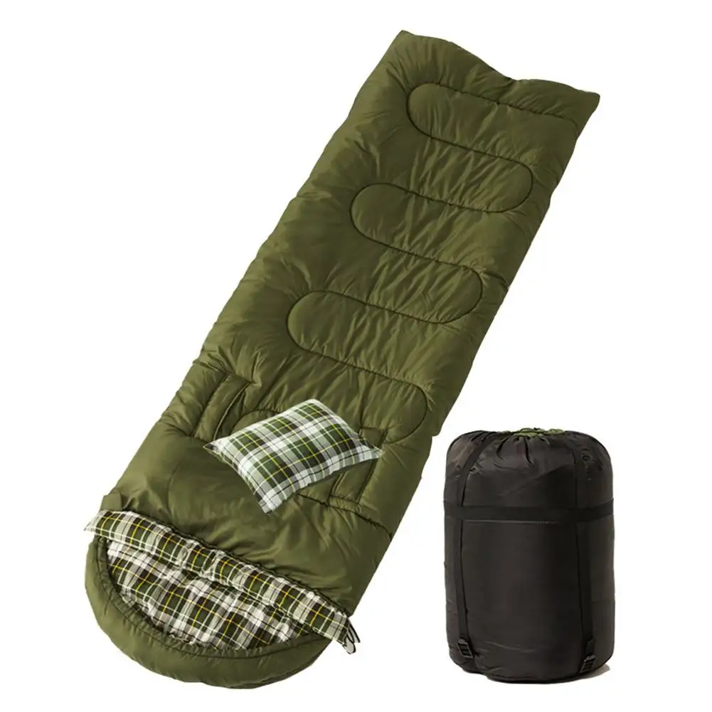 Взрослый Открытый может растягиваться и мыть Расширенный четыре сезона зима кемпинг хлопок толстый теплый портативный внутренний спальный мешок - Цвет: Green