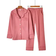 

2pcs Shirt&pant Sleepwear Long Sleeve Nightwear Pyjamas Suit Blue Casual Bathrobe Homewear Pajamas Autumn Winter Cotton Women