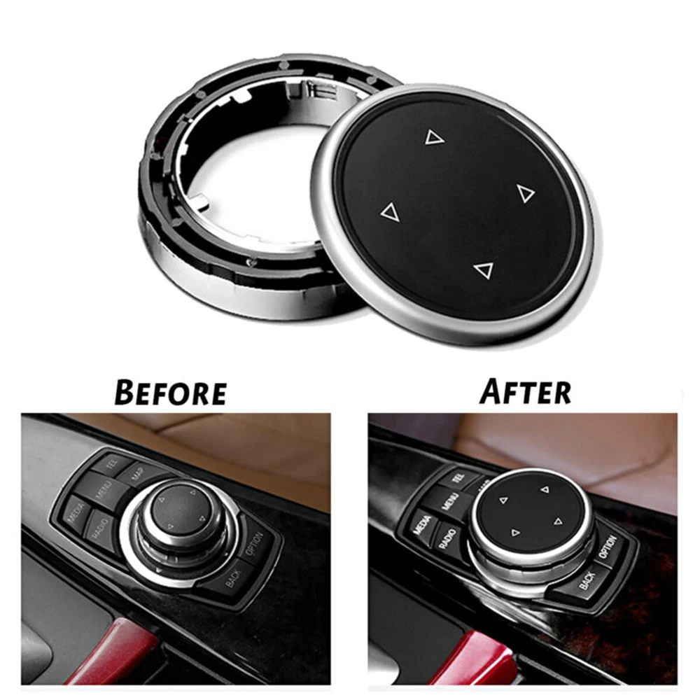 cheap Car Accessories Black Big Multi Media Knob Cover Trim Button for BMWs F10 F20 F30 for iDrive