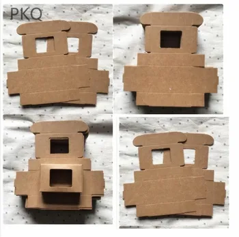

50pcs Small kraft paper box with window DIY Birthday wedding gift Box for jewelry candy Craft cardboard soap packaging box
