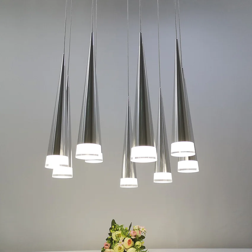 Современный светодиодный конический подвесной светильник алюминиевый