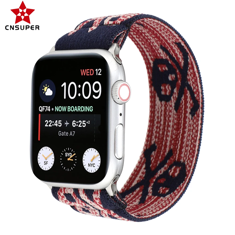 

CNSUPER Stylish Nylon Elastic Watch Band Strap For IWatch Series SE 6/5/ 4 /3/ 2 Compatible with 38mm 40m 42mm 44mm