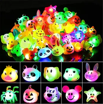 

Birthday Party Favors for Kids Prizes Flashing 12 Pack LED Jelly Light Up Rings DXAD
