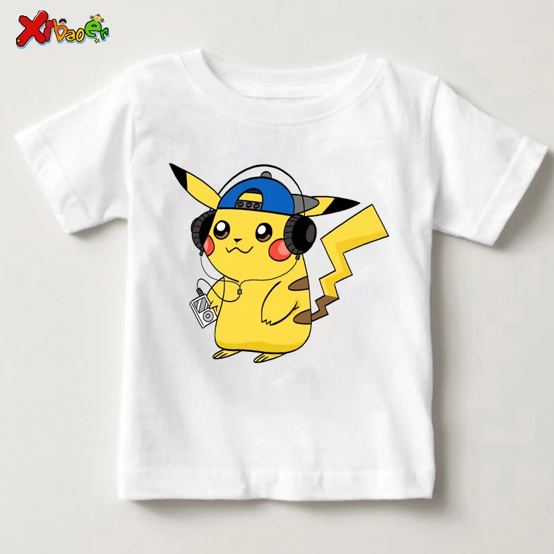 Новинка, Детская футболка с принтом «Chudori Pikachu» Летние повседневные топы для мальчиков и девочек, детская мягкая белая футболка Топы для мальчиков, топы для девочек