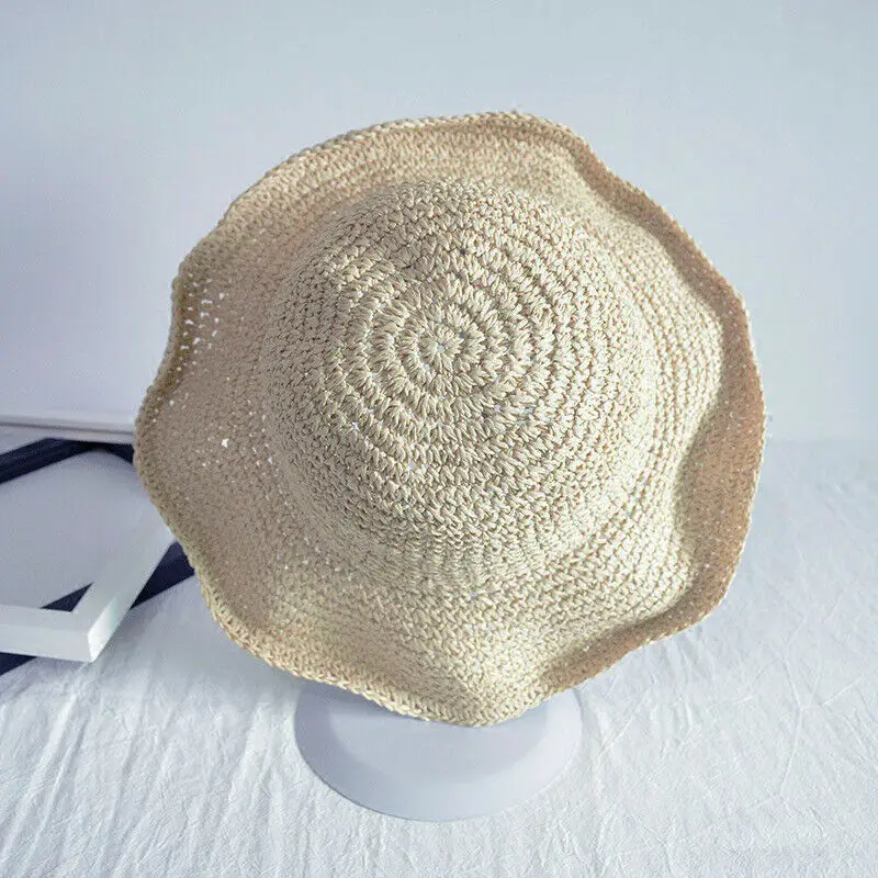 Boho Style Bow Sun Hat Wide Brim Floppy Summer Hats For Women Beach Panama Straw Dome Bucket Hat Femme Shade Hat